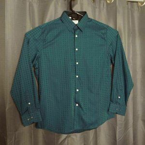 Duchamp Dress Shirt Teal Geometric Tailored Fit